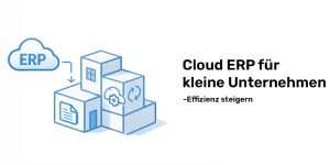Kleines Unternehmen verbunden mit Cloud-ERP-System im Flat-Design.